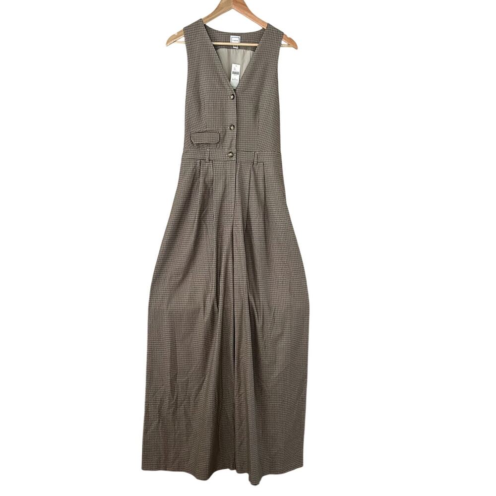 Maeve Athropologie Vest Gingham Avery Wide Leg Pleated Jumpsuit Size 6 Tall - Picture 3 of 10